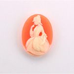 Plastic Cameo - Girl Oval 25x18MM IVORY ON CORNELIAN