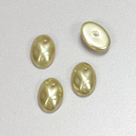 Glass Cabochon Baroque Top Pearl Dipped - Oval 14x10MM LT OLIVE