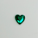 Glass Flat Back Rose Cut Fancy Foiled Stone  - Heart 09x8MM EMERALD