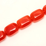 Gemstone Bead - Smooth Cushion Octagon 18x13MM Dyed QUARTZ Col. 44 RED