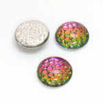 Glass Medium Dome Snakeskin Mosaic Cabochon - Round 15MM HELIO RED