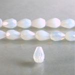 Czech Glass Fire Polish Bead - Pear 10x7MM WHITE OPAL