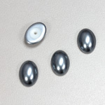 Glass Medium Dome Pearl Dipped Cabochon - Oval 14x10MM DARK GREY