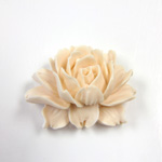 Plastic Carved No-Hole Flower - Rose 43x32MM MATTE CREAM PEACH