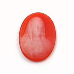 Synthetic Cameo Madonna Oval 30x22MM 2-TONE CatsEYE ORANGE