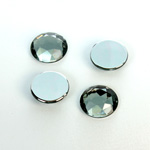 Plastic Flat Back Foiled Rose Cut Rhinestone - Round 13MM BLACK DIAMOND