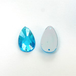 Plastic Flat Back 2-Hole Foiled Sew-On Stone - Pear 22x11MM AQUA