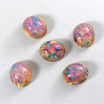 Glass Medium Dome Lampwork Cabochon - Oval 12x10MM FIRE OPAL (01003)