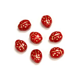 Czech Pressed Glass Engraved Bead - Lady Bug 09x7MM GOLD ON RED