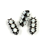 Preciosa Rhinestone Rondelle Crystal Tubes 16x7MM WHITE OPAL/BLACK