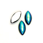 Glass Medium Dome Foiled Cabochon - Navette 15x7MM EMERALD AB