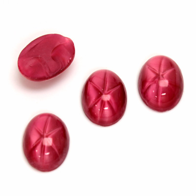 Glass Medium Dome Lampwork Cabochon - Oval 14x10MM STAR RUBY
