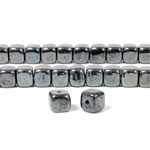 Czech Pressed Glass Bead - Cube 05x7MM HEMATITE