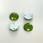 Plastic Flat Back 2-Hole Foiled Sew-On Stone - Round 12MM OLIVINE