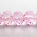 Chinese Cut Crystal Bead - Rondelle 10x14MM PINK