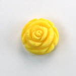 Plastic Carved No-Hole Flower - Round 20MM MATTE YELLOW