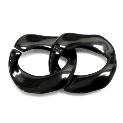 Plastic Opaque Smooth Abstract Split Link 30x28MM JET
