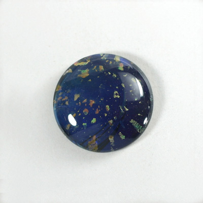 Glass Medium Dome Lampwork Cabochon - Round 25MM BLACK OPAL (00374)