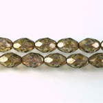 Czech Glass Fire Polish Bead - Oval 11x8MM LUMI COATED TAUPE