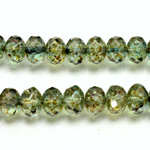 Czech Glass Fire Polish Bead - Rondelle Donut 09x6MM LUMI COATED GREEN