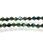 Chinese Cut Crystal Bead - Bicone 04x4MM GREEN METALLIC