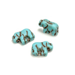 Czech Pressed Glass Engraved Bead - Elephant 11MM TURQUOISE ANTIQUE