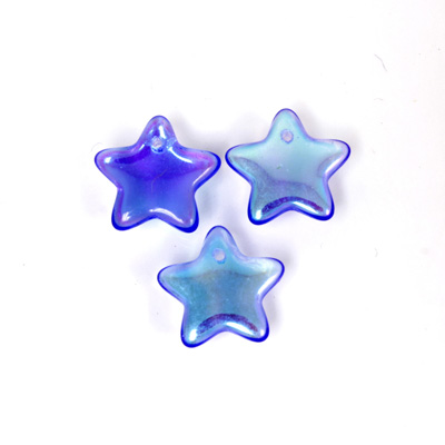 German Pressed Glass Pendant - Smooth Star 11MM SAPPHIRE AB