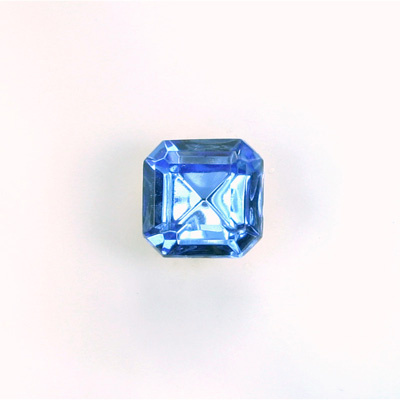 Glass Point Back Foiled Tin Table Cut (TTC) Stone - Square Octagon 10x10MM LT SAPPHIRE