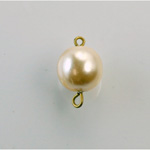 Czech Glass Pearl Bead with 2 Brass Loops - Round 12MM CREME