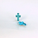 Glass Flat Back Foiled Mirror - Cross 10x6MM AQUA