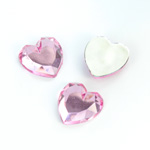 Plastic Flat Back Foiled Rose Cut Rhinestone - Heart 15.5MM ROSE