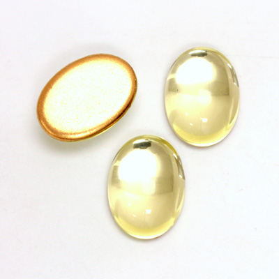 Glass Medium Dome Foiled Cabochon - Oval 18x13MM JONQUIL