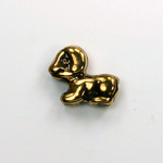 Metalized Plastic Engraved Bead - Puppy 15x13MM ANT GOLD