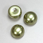 Glass High Dome Cabochon Pearl Dipped - Round 18MM DARK OLIVE