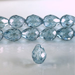 Czech Glass Fire Polish Bead - Pear 13x10MM LUMI COATED BLUE