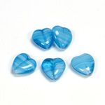 Czech Pressed Glass Bead - Smooth Heart 12x11MM PORPHYR AQUA