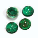 Glass Medium Dome Lampwork Cabochon - Round 13MM GOLD FLECK EMERALD (05053)