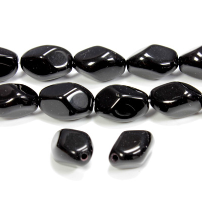 Czech Pressed Glass Bead - Baroque 13x9MM JET