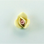 Ceramic Flat Back Flower - Rose 17MM YELLOW with PINK