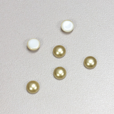 Glass Medium Dome Cabochon Pearl Spray Finish - Round 06MM LT OLIVE