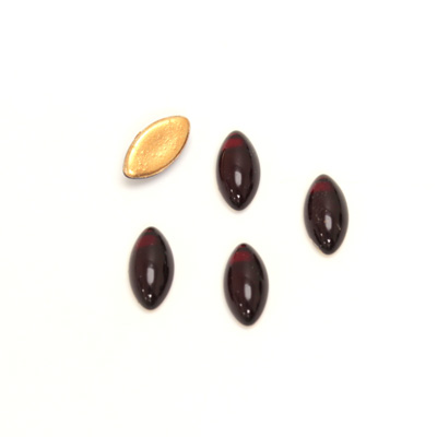 Glass Medium Dome Foiled Cabochon - Navette 10x5MM GARNET