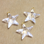 Plastic Pendant - Star with Brass Loop 15MM CRYSTAL