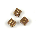 Brass Machine Made Bead - Stacked Cube 04x4MM RAW BRASS