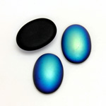 Glass Medium Dome Coated Cabochon - Oval 18x13MM MATTE JET AB