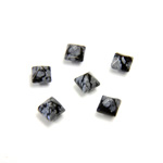 Gemstone Cabochon - Square Pyramid Top 04x4MM SNOWFLAKE OBSIDIAN