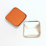 Glass Low Dome Foiled Cabochon - Square Antique 18x18MM CRYSTAL