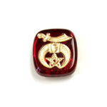 Glass Flat Back Intaglio Shriner Cushion Antique 16x14MM GOLD ON RUBY Foiled