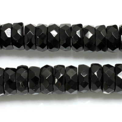 Czech Glass Fire Polished Bead - Rondelle 10x4MM JET