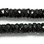 Czech Glass Fire Polished Bead - Rondelle 10x4MM JET