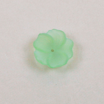 German Plastic Flower with Center Hole - 5-Petal Round 14MM MATTE PERIDOT